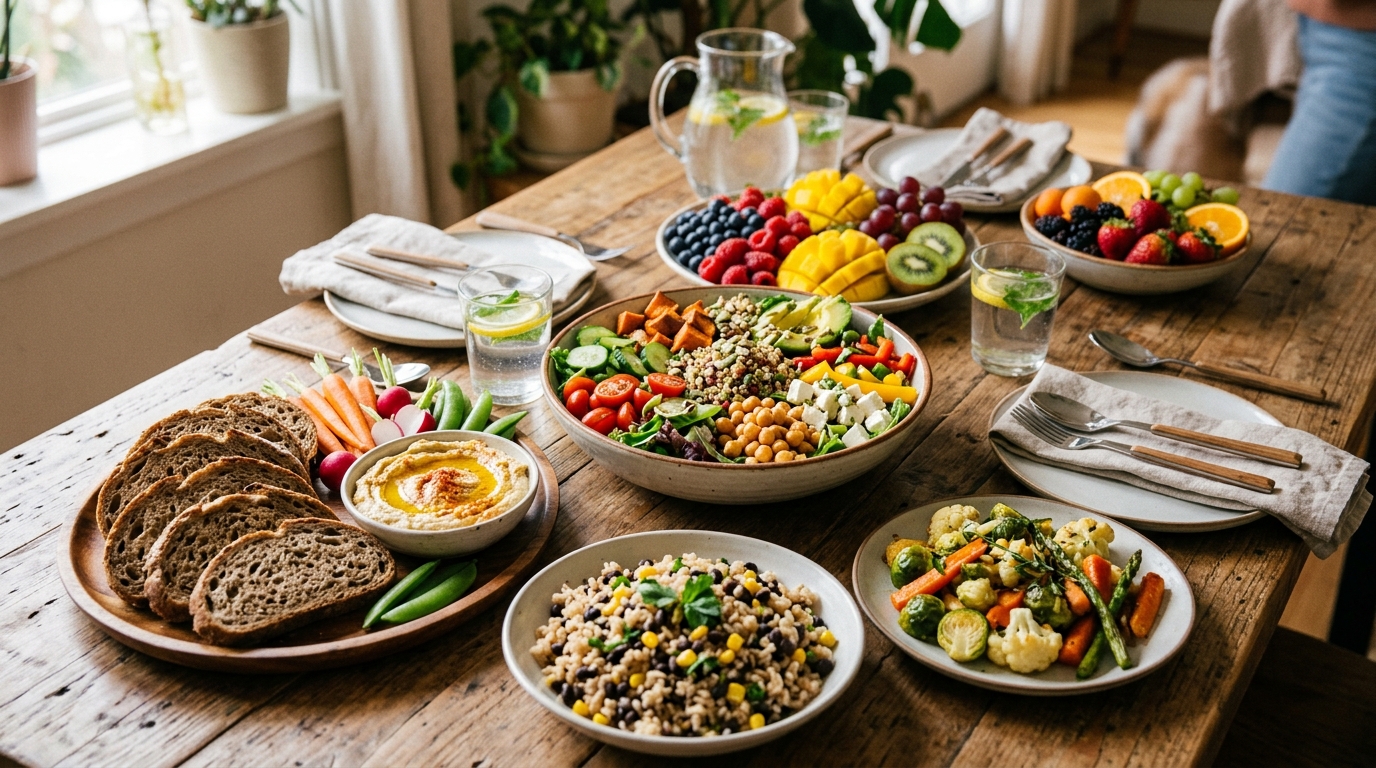 Přirozené potraviny bohaté na minerály — ořechy, bobule, zelenina a byliny